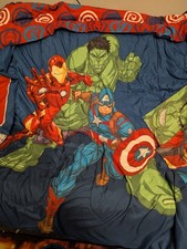 Avengers 4-Piece Twin Bed Sheet Set with Reversible Comforter for Kids