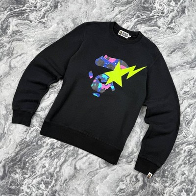 BAPE x Kid Cudi Crewneck Star Sweatshirt Y2K Men Size M Black