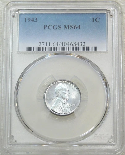1943 P Lincoln Wartime Steel Cent PCGS MS64 Bright Luster in New Holder #C217Z