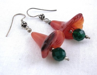 INA SILVER CARNELIAN BELL FLOWER SHAPED CARNELIAN EARRINGS