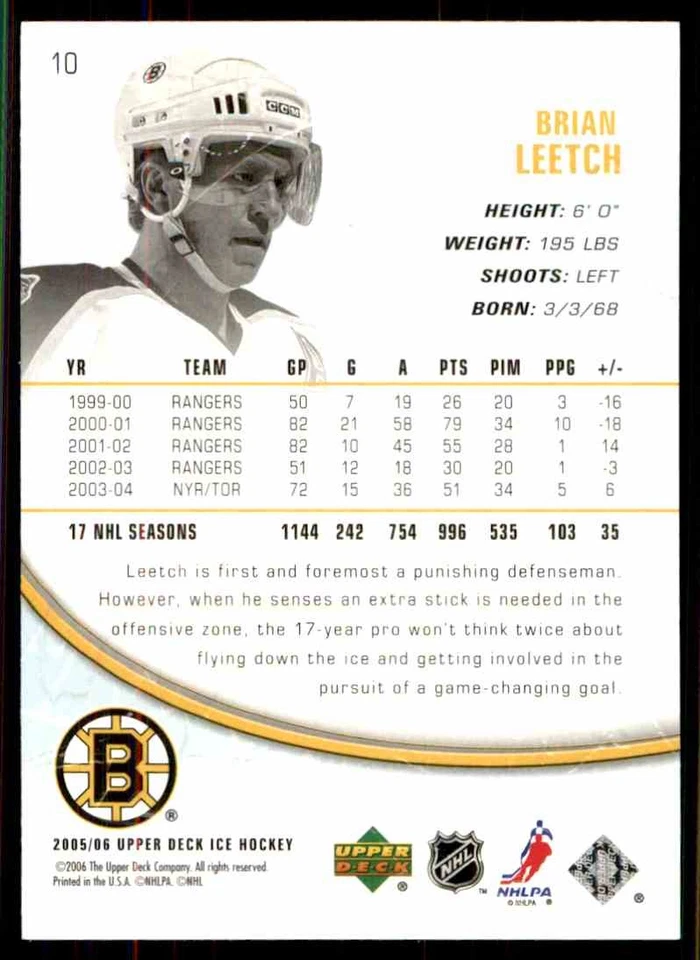 2005-06 Upper Deck Ice Brian Leetch #10 - Image 2 of 2
