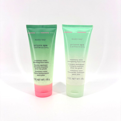 Lot of 2 Mary Kay Private Spa Collection Rosemay Mint Foot Mask & Foot Balm 3oz