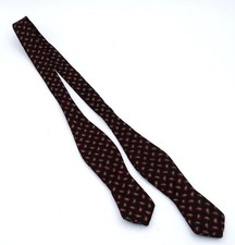 F. R. Tripler  Co. Silk Bow Tie, Black w/ Maroon, Gray, Beige Pattern, 34"