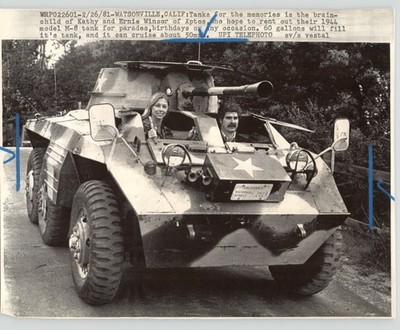 1944 M8 Armored Tank Vehicle with Private Watsonville CA 1981 Press LaserPhoto