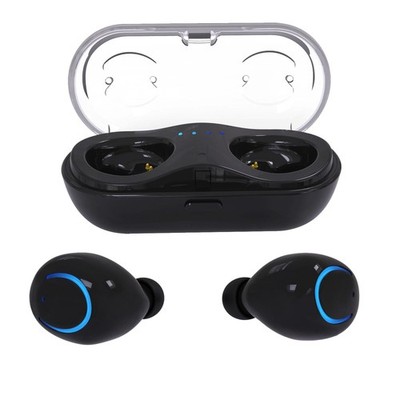 Wireless TWS Stereo Earbuds - Black - One size
