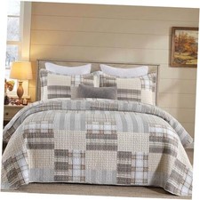 Farmhouse Quilts Queen Size, 100 Cotton Lightweight Queen 90"x98" Brown