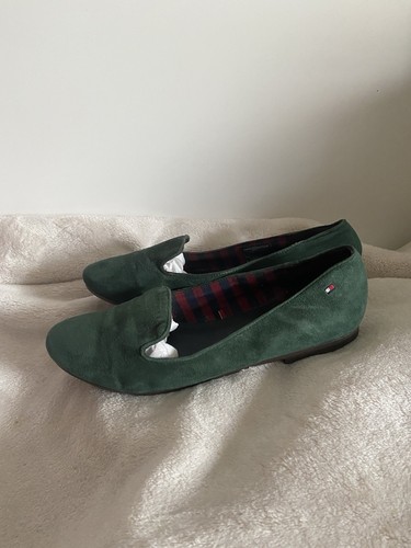 Tommy Hilfiger Damen Ballerinas Gr. 39 Grün Veloursleder Einmal getragen Top