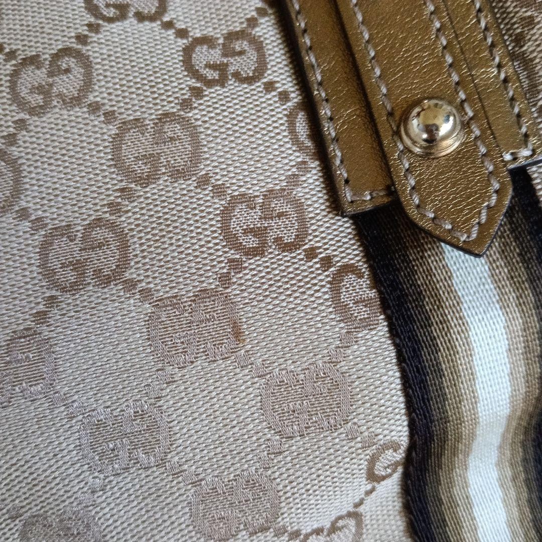 GUCCI Mini Tote Bag GG Canvas Vintage Leather Strap Women's Authentic thumbnail 14