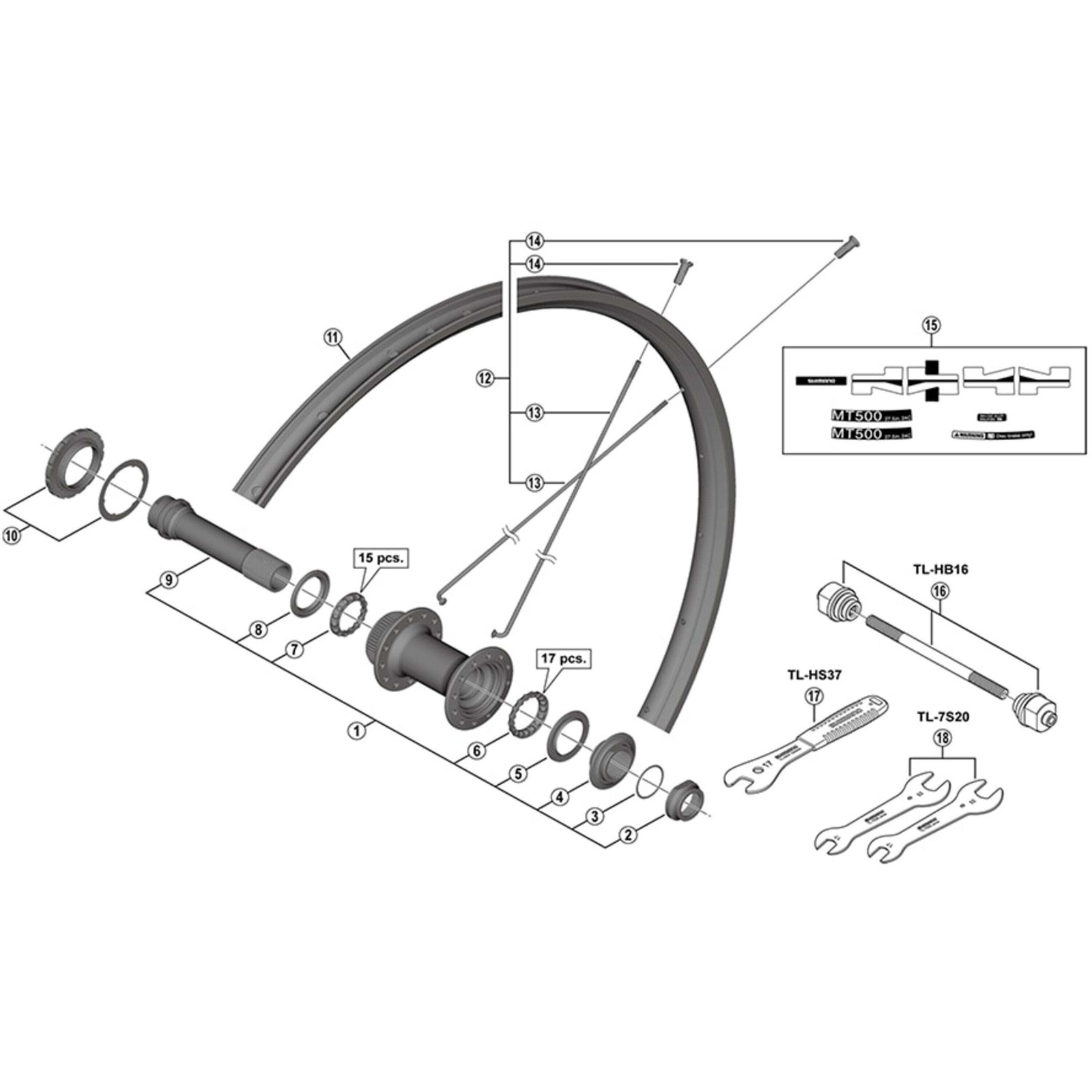 Shimano Spares WH-MT500-CL-R12-275 left hand spoke, 272 mm
