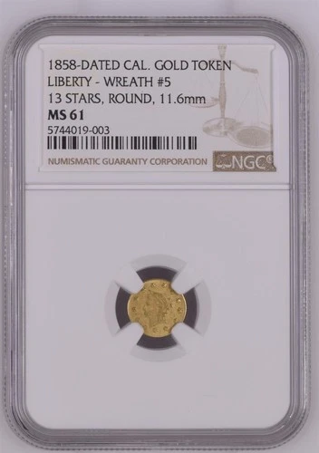 1858 California Fractional Gold — photo from the most recent tracked eBay sale