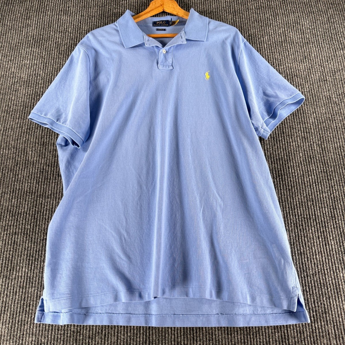 Polo Ralph Lauren Mens XXL Classic Fit Polo Shirt Light Blue Yellow Pony