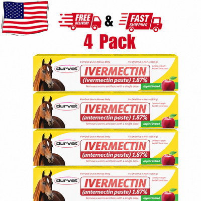 4 Pack New Paste Horse Dewormer Apple Flavor Exp 10/27 