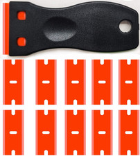 Double Edged Plastic Razor Blade Scrapers Knife with Contoured Grip for Scrap...