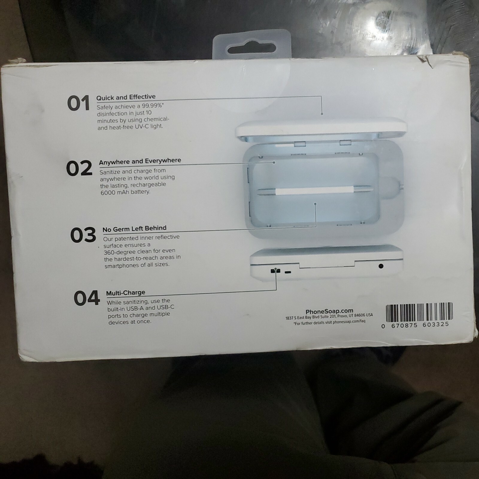 PhoneSoap Go Battery Powered Smartphone UV Sanitizer Portable Charger