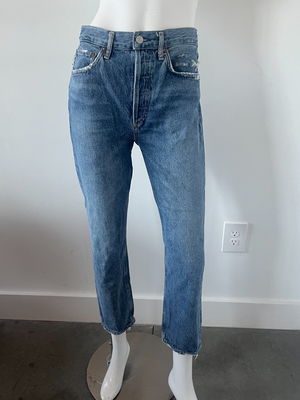 Agolde Jeans Riley Crop High Rise Skinny Blue Cotton Size 26