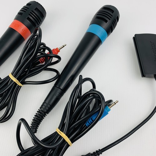 PlayStation Singstar Microphones Set of 2 with Adaptor - PS2 / PS3 Tested - Picture 3 of 7
