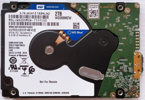 WD20SMZW-11YFCS0 S/N: WXA1E WESTERN DIGITAL 2TB MALAYSIA FEB-2018
