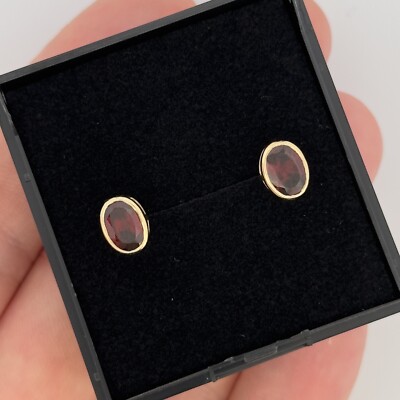 Ohrstecker 9 kt Gelbgold 1 kt Granat gepunzt