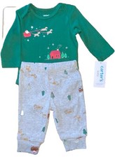 NEW Carter s Baby Boy Size 3 Mo Christmas Santa Reindeer 2 Pc Bodysuit W/Pants