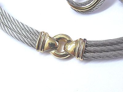18Kt & SS Philippe Charriol Wire Necklace/Bracelet/Earrings