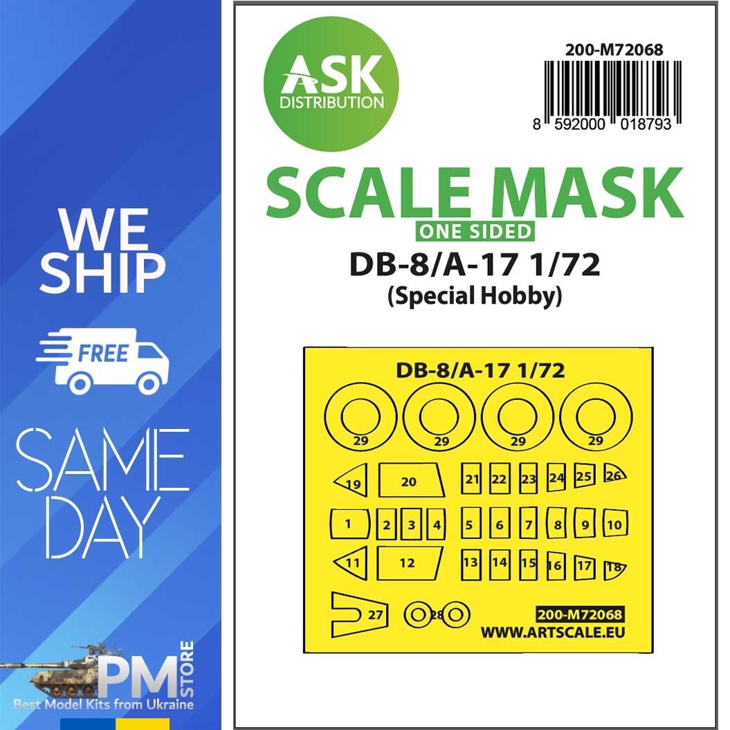 ASK M72068 1/72 DB-8/A-17 one-sided express painting mask for