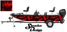 Red Boat Wrap Camo Chameleon Abstract Digital Fishing Fish Decal Vinyl Graphic