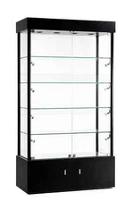 72-Inch Tempered Glass Tower Display - Frameless Showcase with LED Lighting