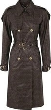 Michel Kors Mk Midi Trench Coat Jacket Brown Logo Print Xl - Rrp-£350