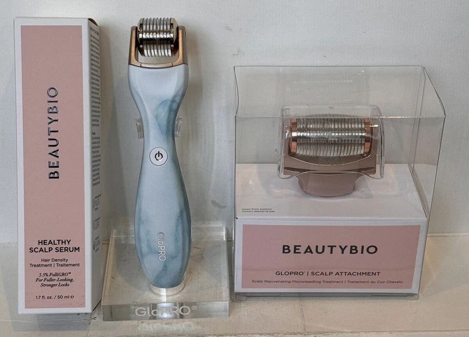 BeautyBio  GloPro Tool With Hair Attachment+Face Attachment+Stand+Serum NEW - Image 4 of 4