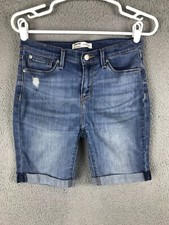 Signature Levi Strauss Girls Mid Rise Adjustable Waist Blue Bermuda Shorts 16