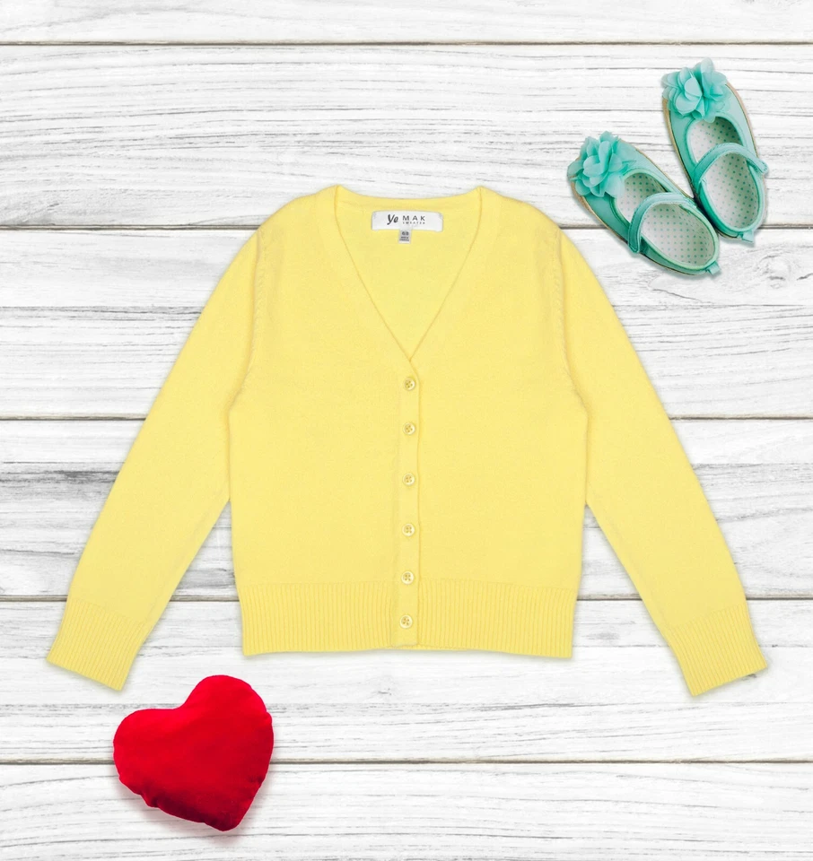 YEMAK девочки длинным рукавом v-образным вырезом на пуговицах мягкий вязаный кардиган свитер MK5178KID - Изображение 3 из 4