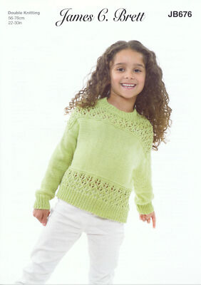 Strickmuster Mädchen Spitzendetail Pullover Pulli James Brett Double Knit JB676