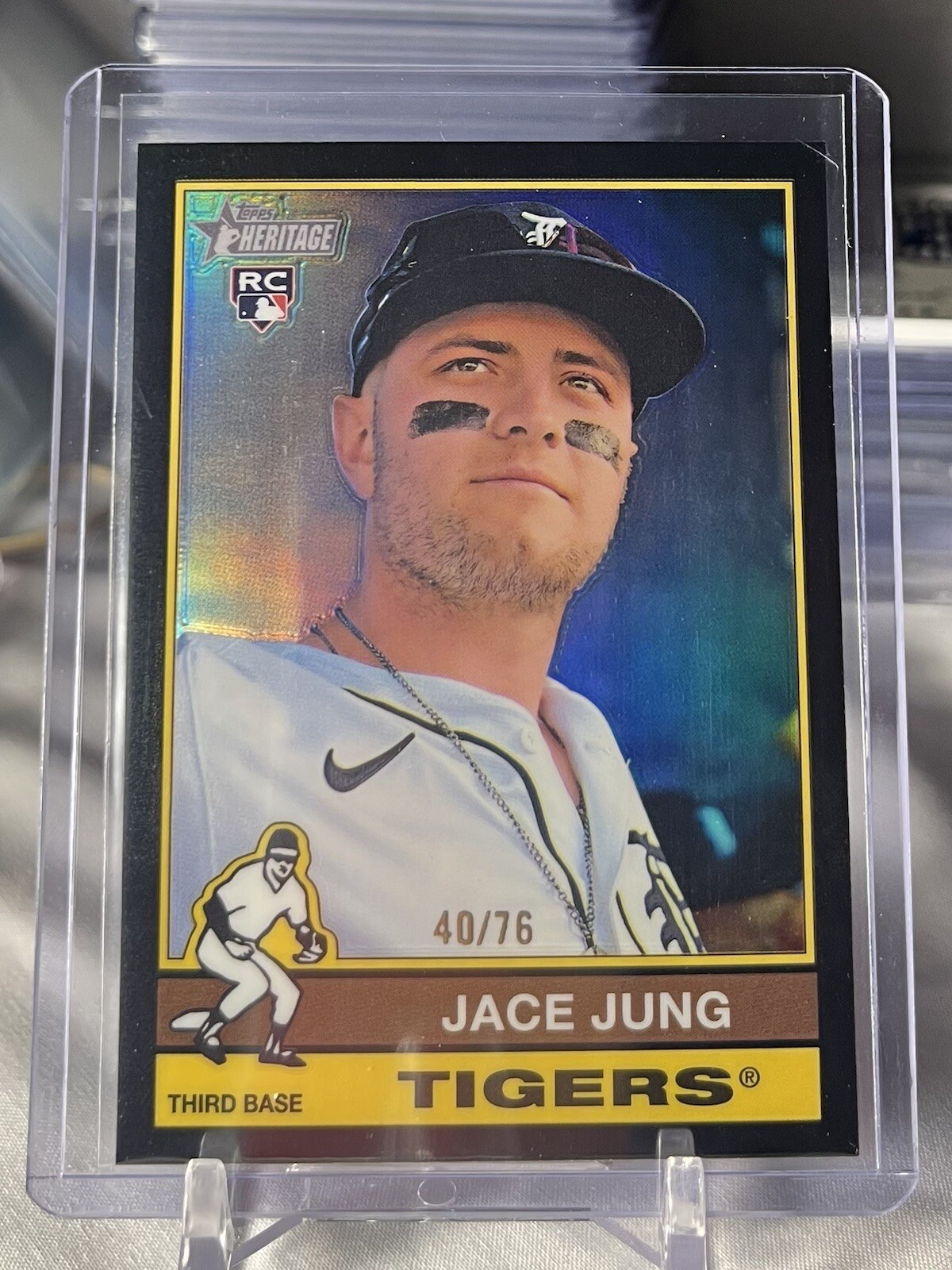 2025 Topps Heritage Jace Jung RC #71 Black Chrome  Refractor #/76 DETROIT TIGERS