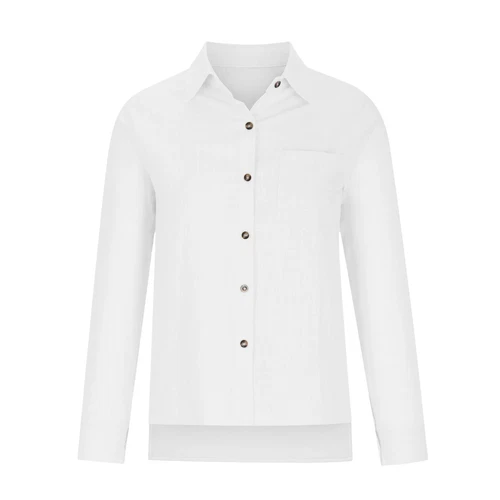 Women Linen Cotton Shirt Button Up Tops Long Sleeve Casual Loose Blouse Casual - Bild 6 von 48