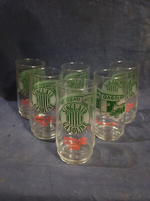 6 Sinclair Gasoline ''Through The Years'' Advertising Tumblers 1920,Petrol,Automob