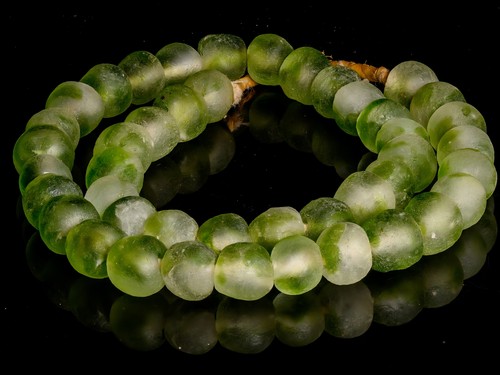Recycled Glass Beads from Ghana M00409 - light bottle green