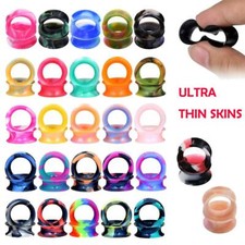 Pair Soft Silicone Ear Tunnel Plugs Gauge Flexible Earskin Eyelet Expander 2g-1"