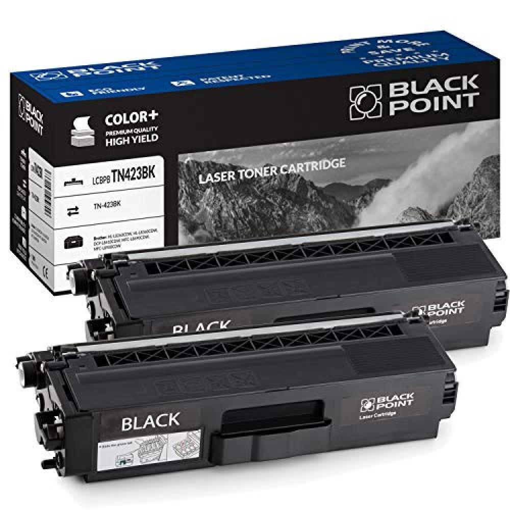 (TG. Large) BLACK POINT Set di 2 Cartucce Toner di alta qualit  per TN-423BK TN-