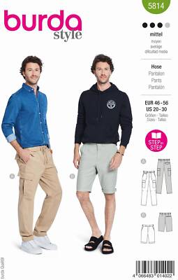 Schnittmuster Herrenhose mit aufgesetzten Taschen Burda a5814 46-56 Herr