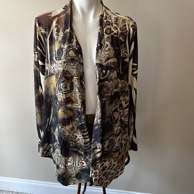 2x Women's Safari Plus Size B.L.U.E Animal Print Light Long Sleeve Light Jacket