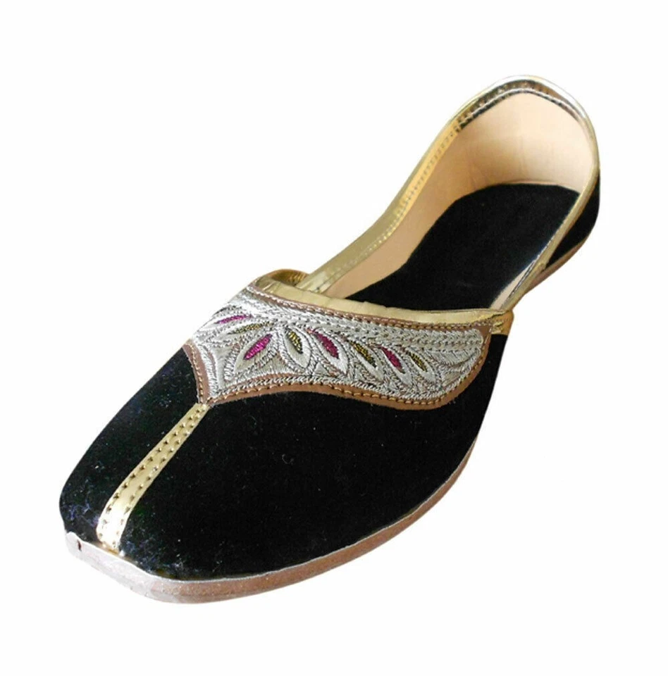 Женские повседневные туфли кожаные ручной работы индийские джутти балетные моджарии черные размер США 8 - Изображение 3 из 4