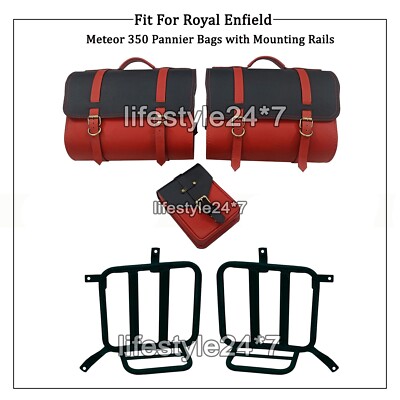 Für Royal Enfield ''Leder Gepäckträgertaschen mit Halterung & Etui'' Meteor 350