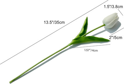 20Pcs White Artificial Tulip Silk Fake Flowers 13.5'' for Spring Mother'S Day ...