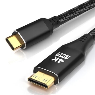 USB C to Mini HDMI Cable 6FT, High Speed 4K Cord 4K@30/2K@60Hz/1080P Nylon Ty...