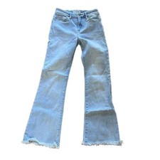 FRAME Le Crop Mini Boot Jeans Raw Hem Flare Sz 24 Light Wash Minimalist Capsule