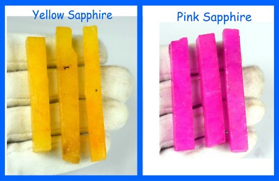 Kostenlose Lieferung 360 kt +/6 Stück natürliche gelbe & rosa Saphir Edelstei...