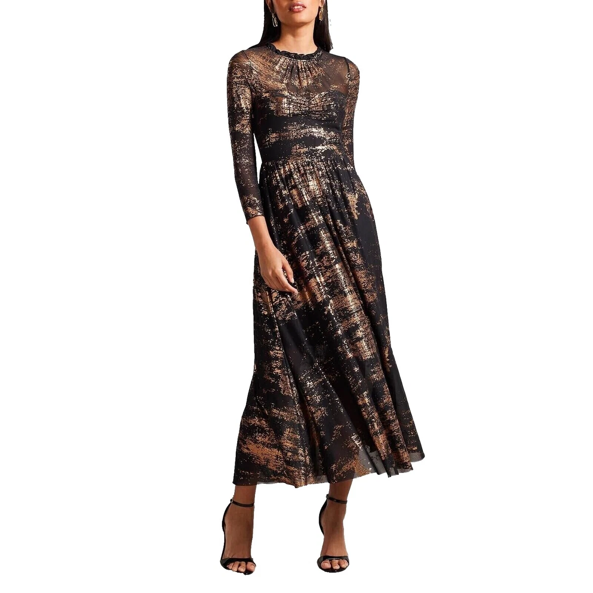 ted baker dresses party Ted Baker Black Bodycon Dress Size 2 Holiday Party Bell Sleeve Cocktail LBD