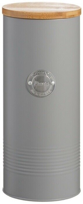 Typhoon Living Air Tight Pasta Storage Canister with Bamboo Wood Lid - Grey