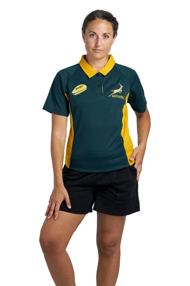 South Africa Rugby Jersey Half Sleeve Collar Style Women T-Shirt | S to XXL - Image 1 of 4
