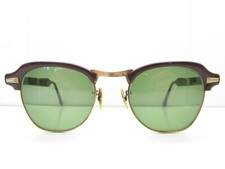 BAUSCH  LOMB B L 1/10 12K GF GOLD FILLED CLUBMASTER HORN-RIMMED EYEGLASSES G25